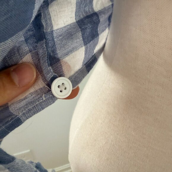 Rails Athena Blue Gingham Cropped Wrap Top XS Linen Blend - Picture 12 of 14